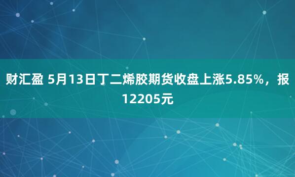 财汇盈 5月13日丁二烯胶期货收盘上涨5.85%，报12205元